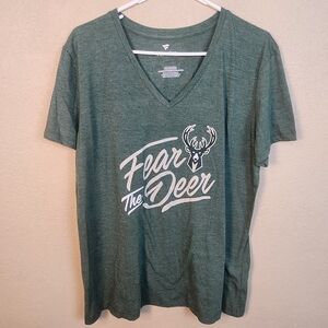 Fanatics Milwaukee Bucks Green 'Fear The Deer' V-Neck Tee (5738)
